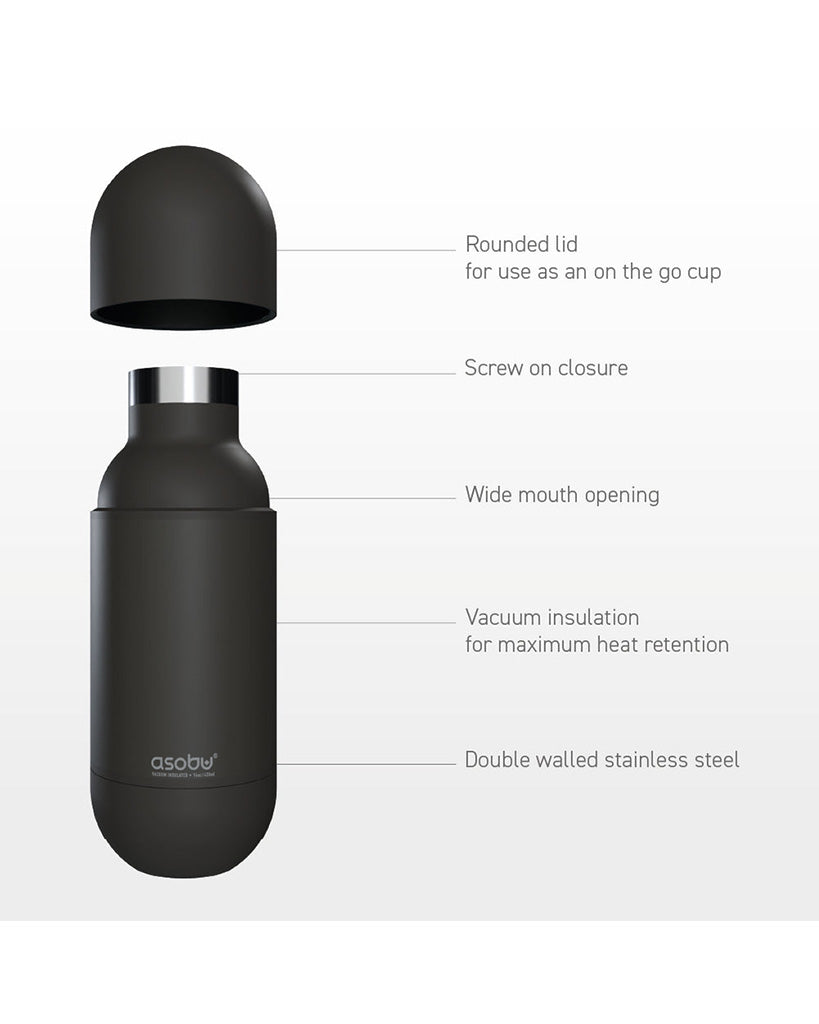 Asobu 14oz/420ml Orb Insulated Stainless Steel Bottle - Black