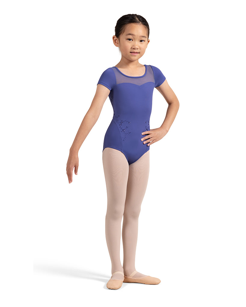 Bloch Leilani Mesh Back Embroidered Detail Cap Sleeve Leotard - CL4242 Girls