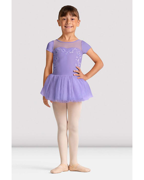 Bloch Sharon Sweetheart Neck Metallic Floral Mesh Cross Back Cap Sleeve Tutu Ballet Dress - CL20007 Girls