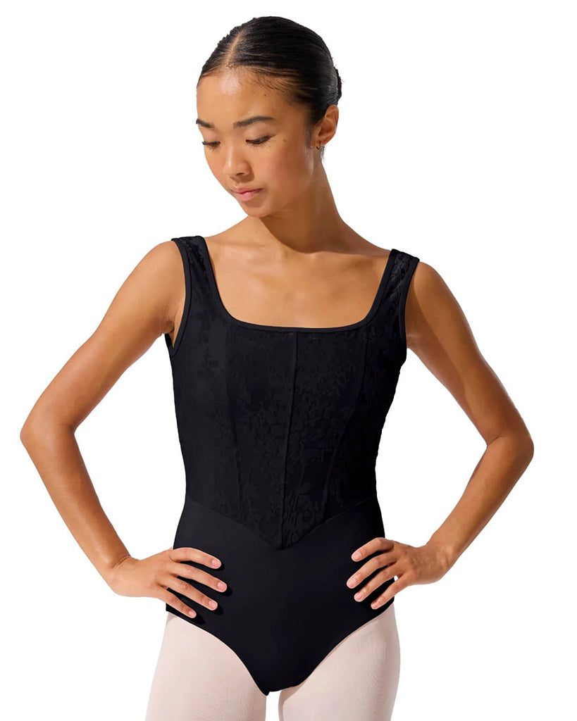 Capezio Cristóbal Soft Square Neck Floral Print Corset Seaming Tank Leotard - F12702W Womens