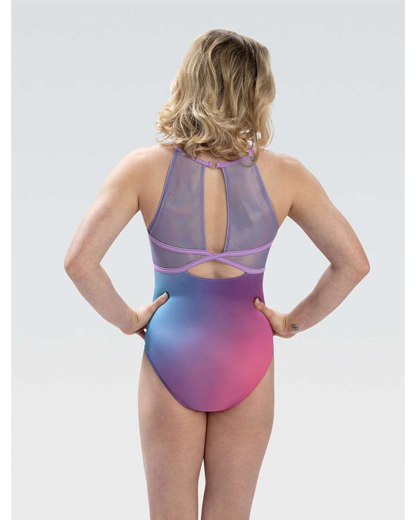 GK Elite Jade Carey Balance Printed Gymnastic Tank Leotard - E5212 Girls - Pastel Rainbow Print
