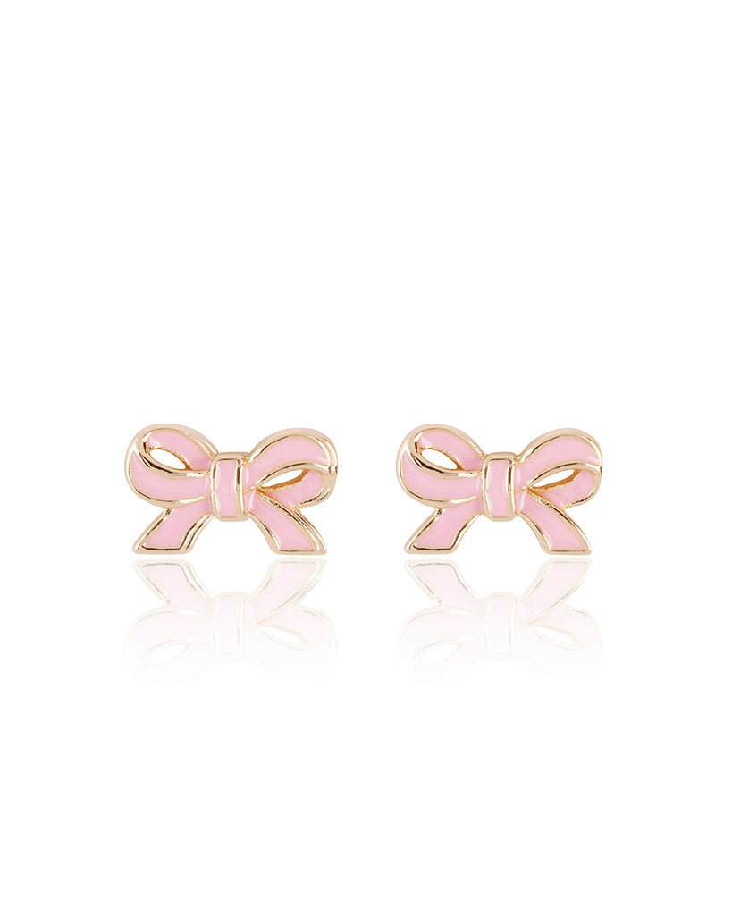 Girl Nation Pretty Pink Bow Cutie Stud Earrings