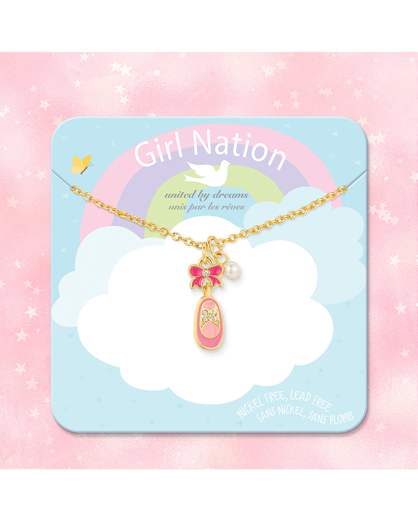 Girl Nation Sweet Petite Necklace - Crystal Ballet Shoe