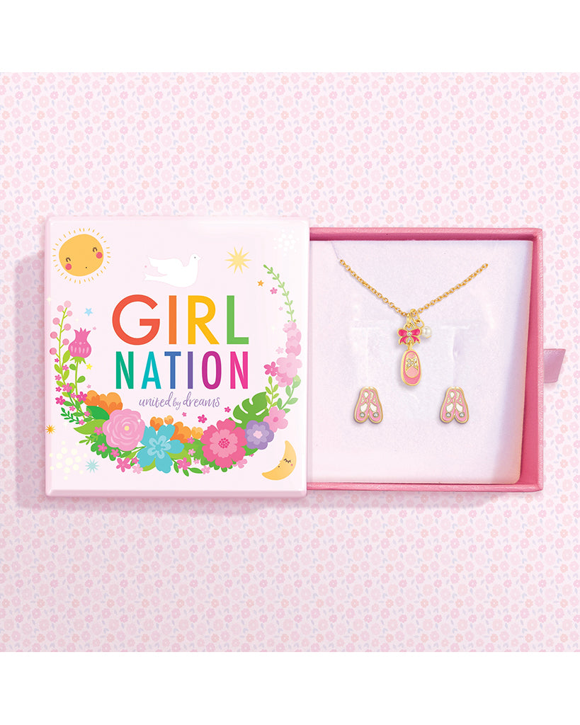 Girl Nation Sweet Petite Necklace and Studs Gift Set - Ballet Shoe