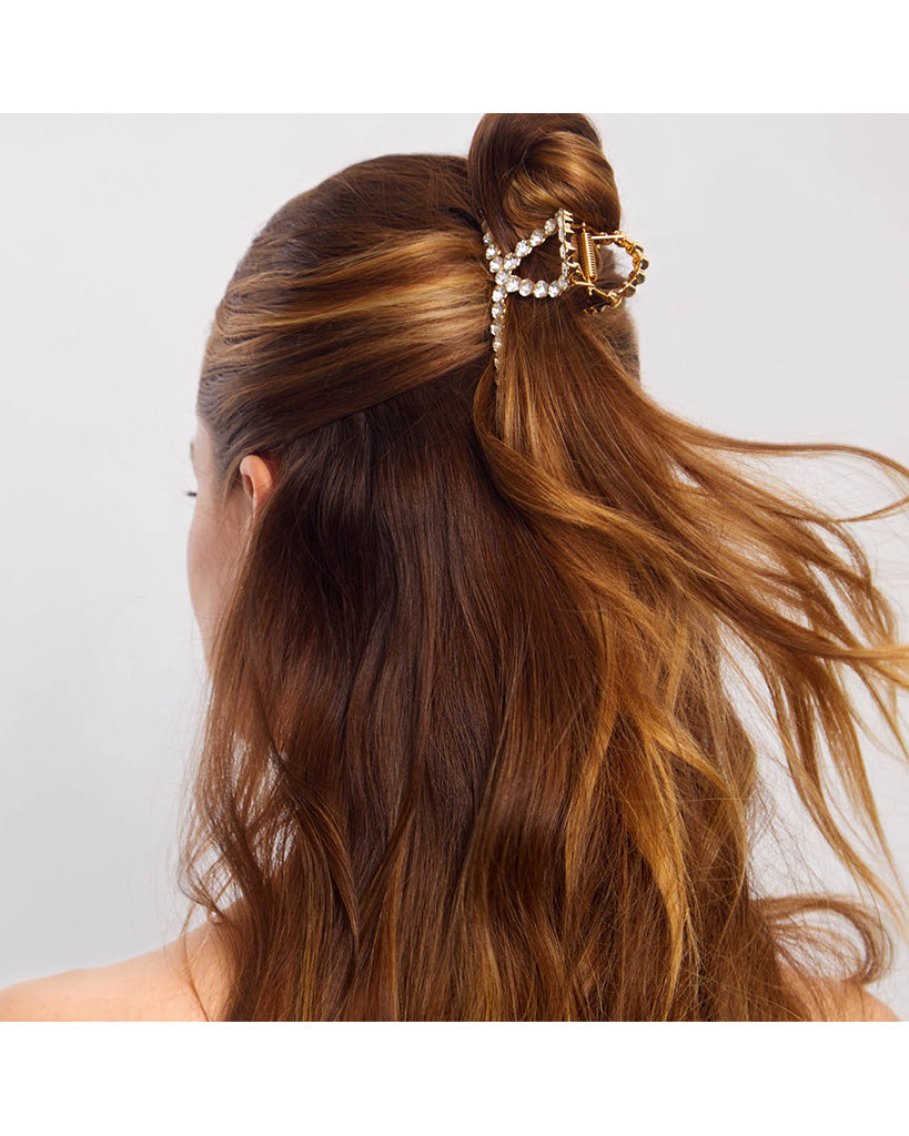 Kitsch Metal Rhinestone Loop Claw Clip 1pc - Gold