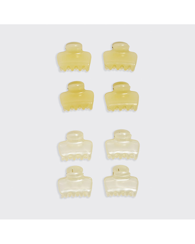 Kitsch Mini Jelly Cloud Clips 8pc Set - Pearlized Cream & Butter Yellow
