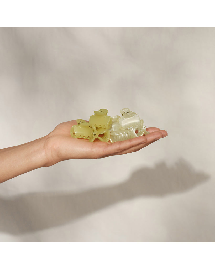 Kitsch Mini Jelly Cloud Clips 8pc Set - Pearlized Cream & Butter Yellow