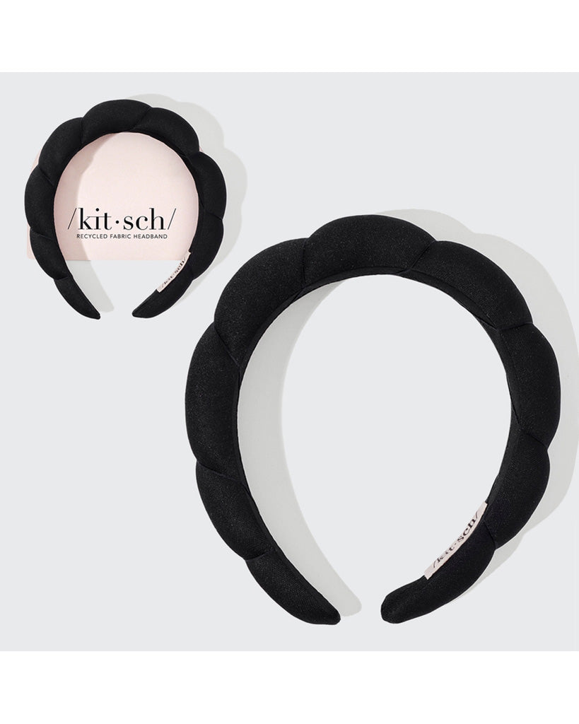 Kitsch Recycled Fabric Puffy Headband 1pc - Black