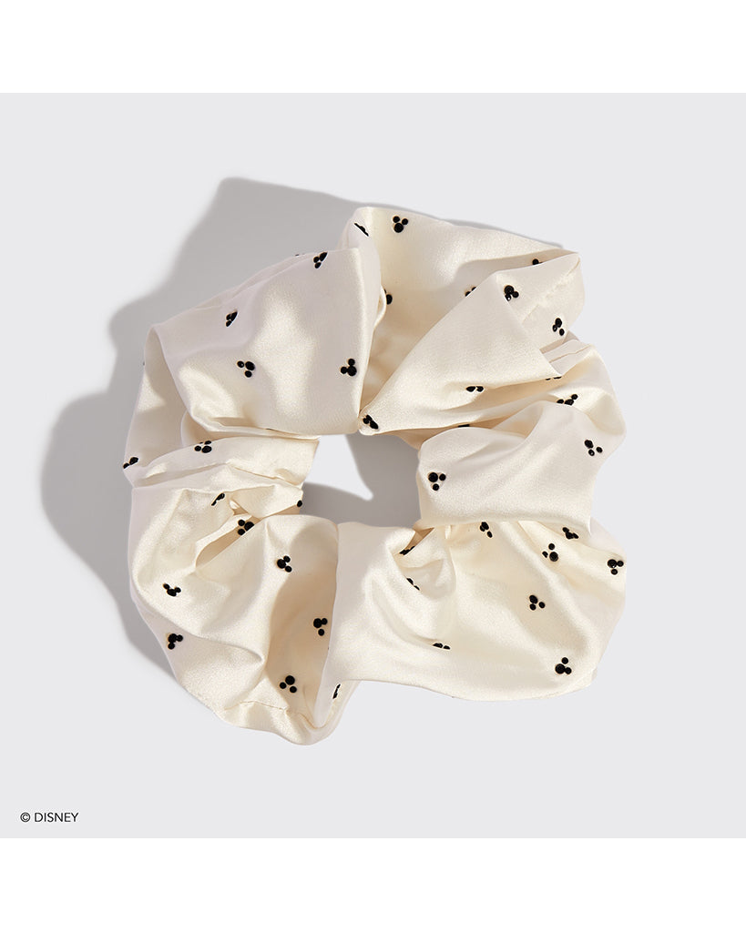 Kitsch & Mickey and Minnie Recycled Fabric Scrunchie - Cream
