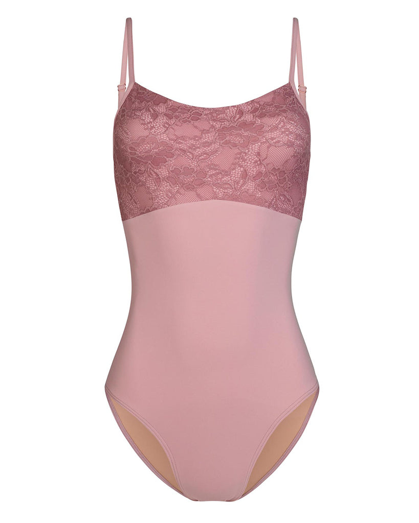 Mara Dancewear Chloe Scoop Neck Floral Lace Adjustable Strap Leotard - Womens - Rose