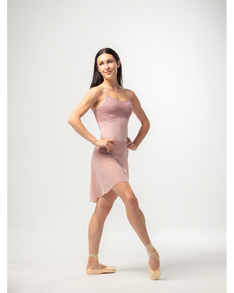 Mara Dancewear Chloe Scoop Neck Floral Lace Adjustable Strap Leotard - Womens - Rose