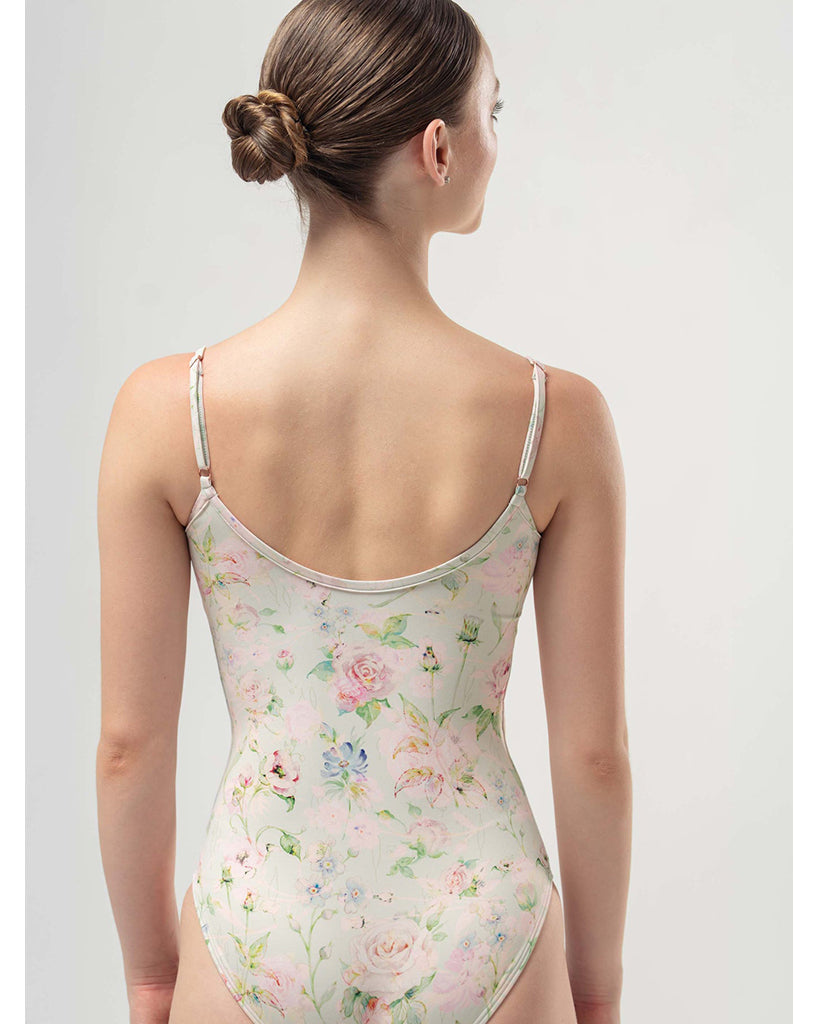 Mara Dancewear Lia Pinch Front Floral Print Adjustable Strap Leotard - Womens - Green Blossom Print
