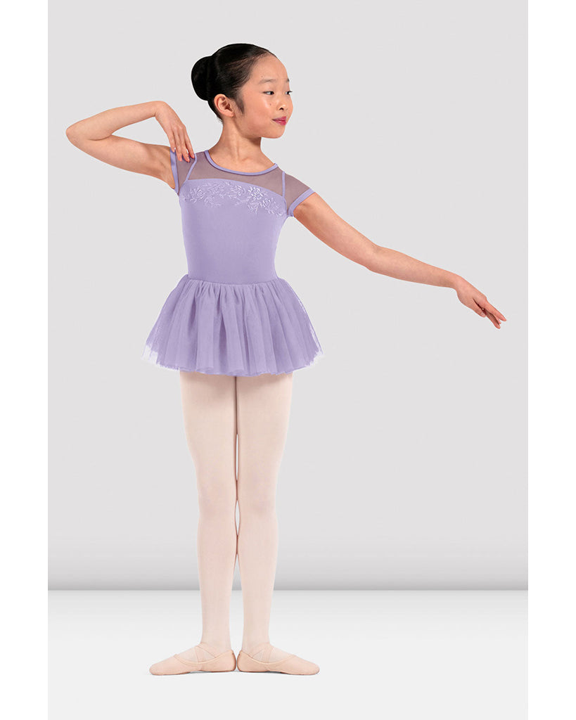 Mirella Floral Embroidered Mesh Cap Sleeve Tutu Ballet Dress - M20012C Girls