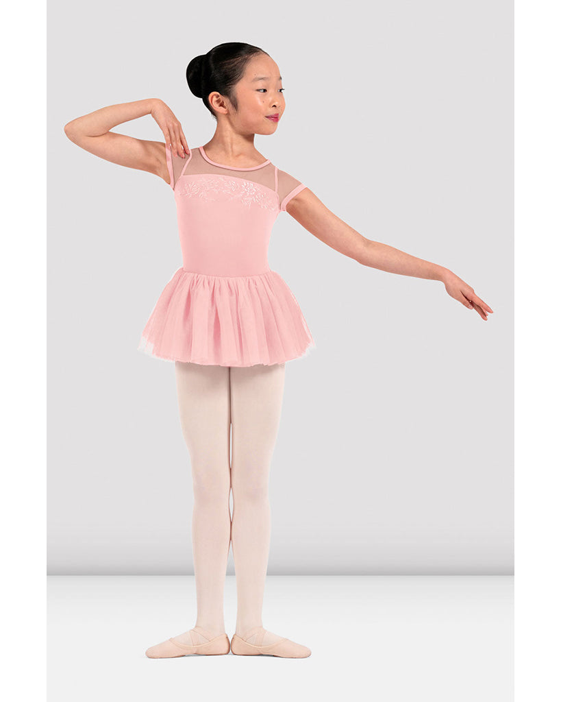 Mirella Floral Embroidered Mesh Cap Sleeve Tutu Ballet Dress - M20012C Girls