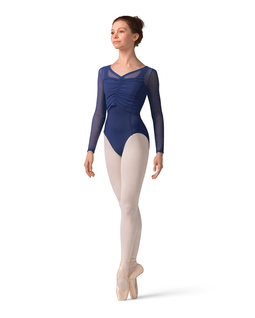 Mirella Gathered Mesh Long Sleeve Top - M30001L Women