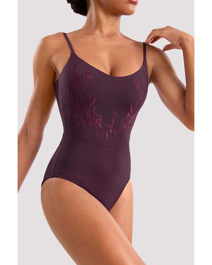Mirella Scoop Neck Embroidered Floral Camisole Leotard - M70007LM Womens