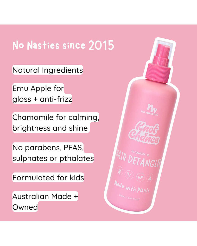 No Nasties Kids Natural Plant Based Hair Detangler - Strawberry