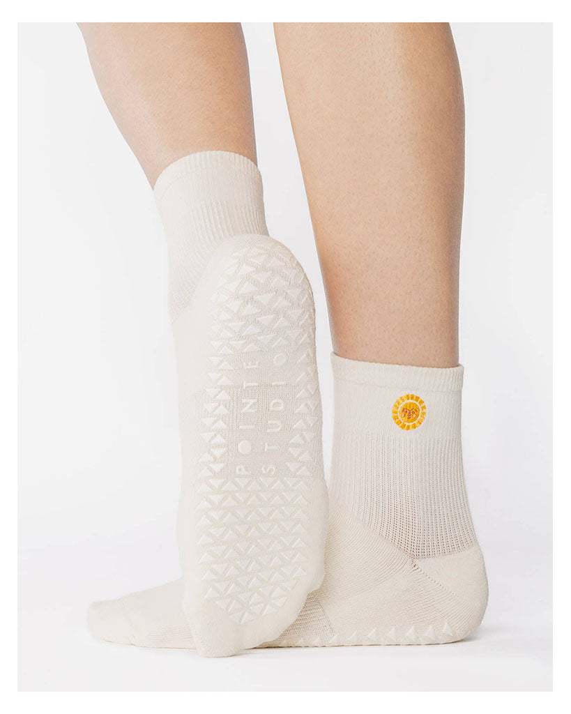 Pointe Studio Sunny Ankle Grip Sock - Womens - White