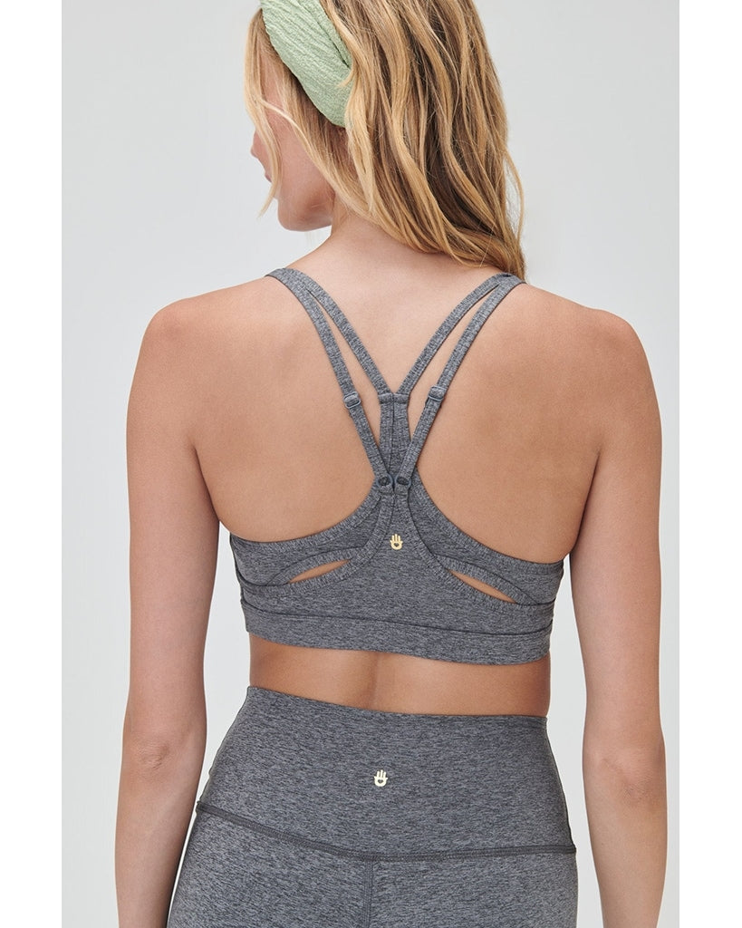 Spiritual Gangster Vibra Tech Heather Racer Back Bra - SU33676013 - Womens - Heather Grey