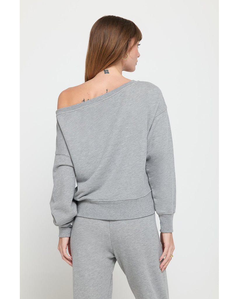 Spiritual Gangster Vida Off Shoulder Sweatshirt - SP40417016 - Womens - Heather Ash