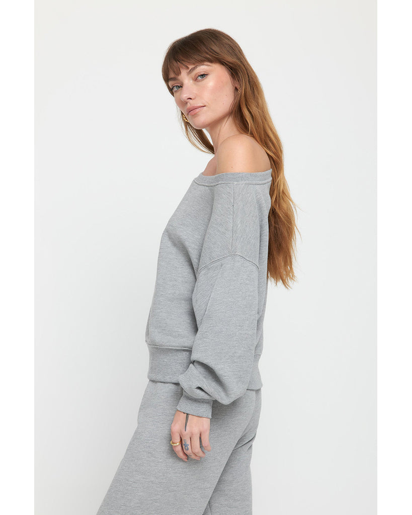Spiritual Gangster Vida Off Shoulder Sweatshirt - SP40417016 - Womens - Heather Ash