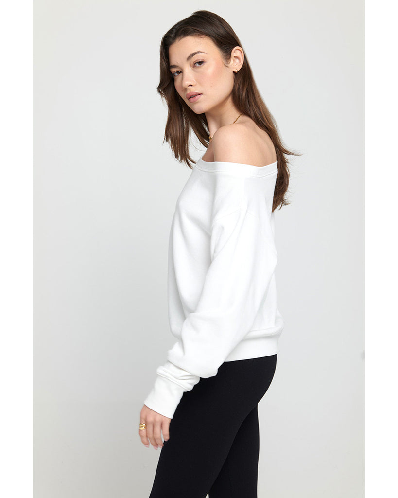 Spiritual Gangster Vida Off Shoulder Sweatshirt - SP40417016 - Womens - White
