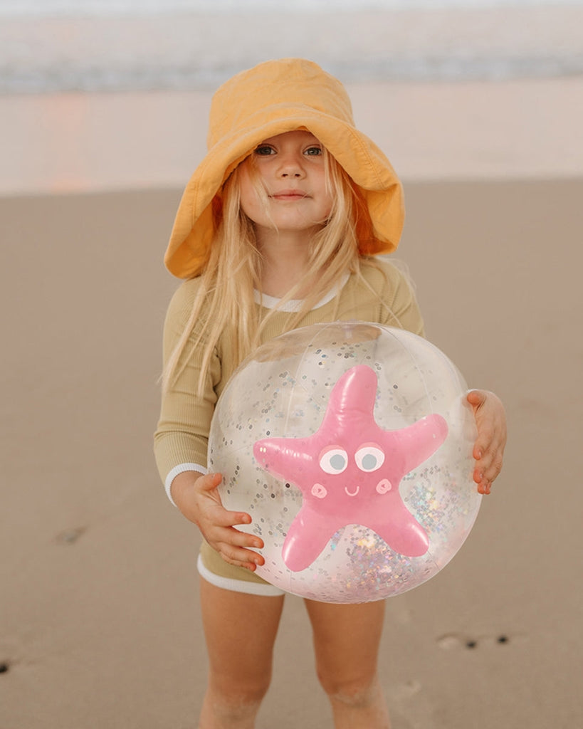 Sunnylife 3D Inflatable Beach Ball - Rose Starfish / Silver Glitter