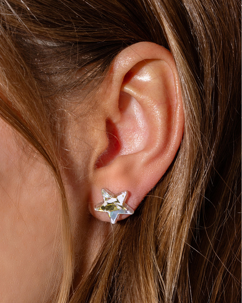 Taylor Elliott Designs Acrylic Stars Stud Earrings - Gold + Silver Confetti