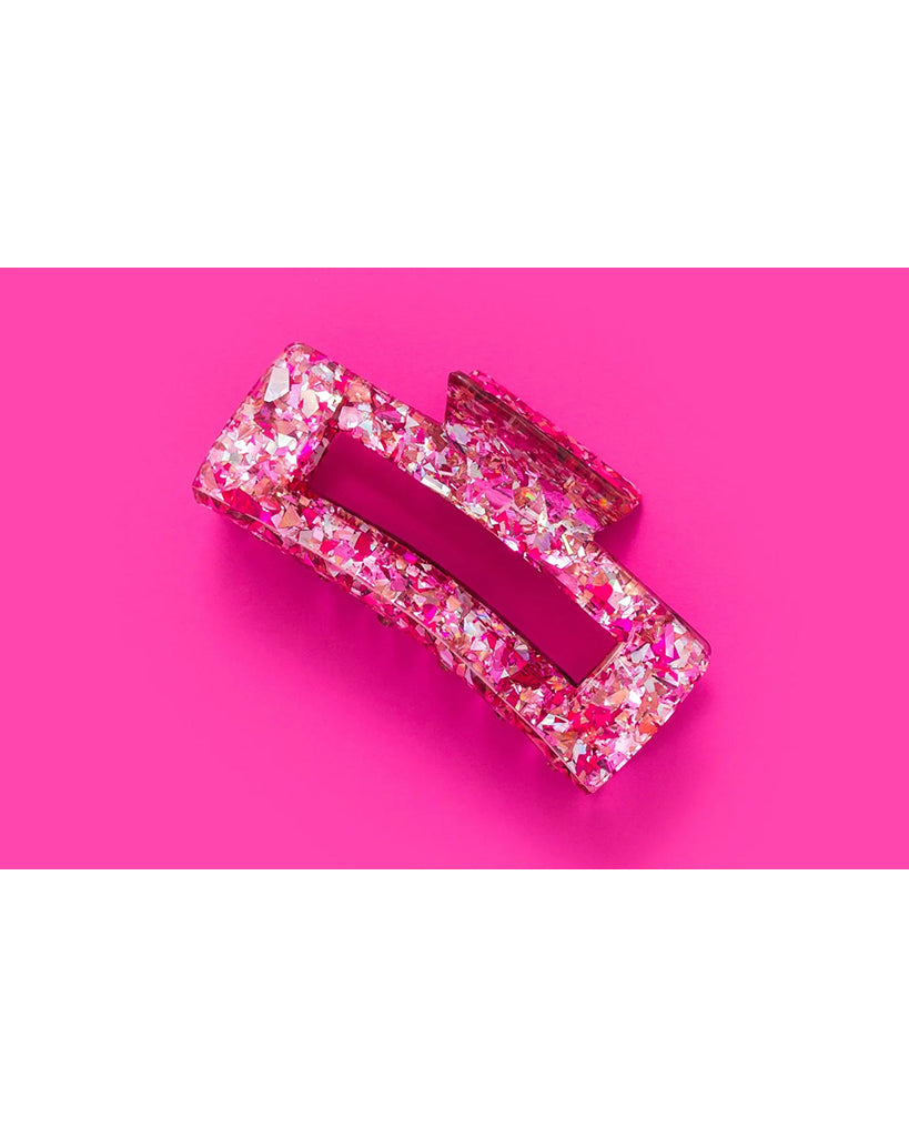 Taylor Elliott Designs Claw Hair Clip Large - Pink + Silver Confetti