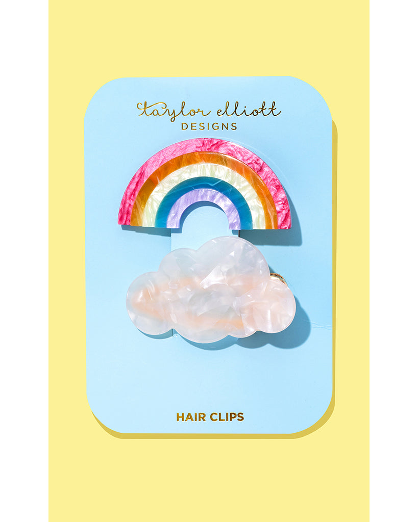 Taylor Elliott Designs Hair Clip 2pc Set - Pearl Rainbow + Cloud