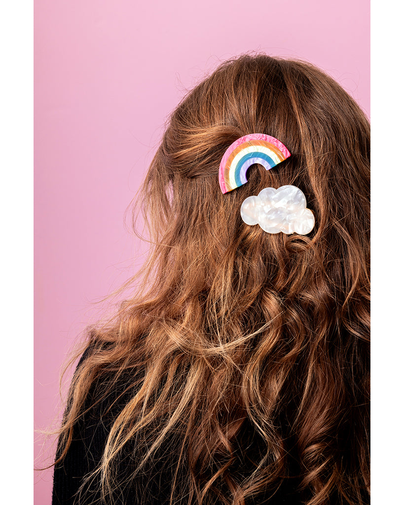 Taylor Elliott Designs Hair Clip 2pc Set - Pearl Rainbow + Cloud