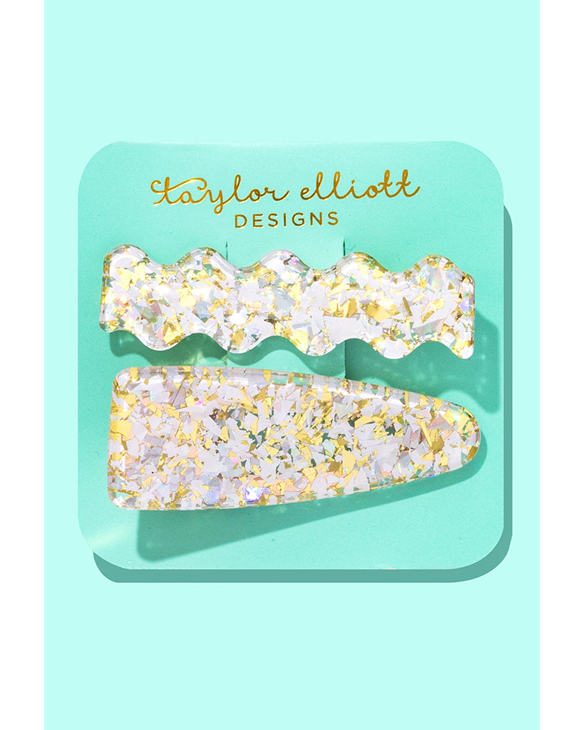Taylor Elliott Designs Hair Clip 2pc Set Medium - Assorted Pearl Confetti