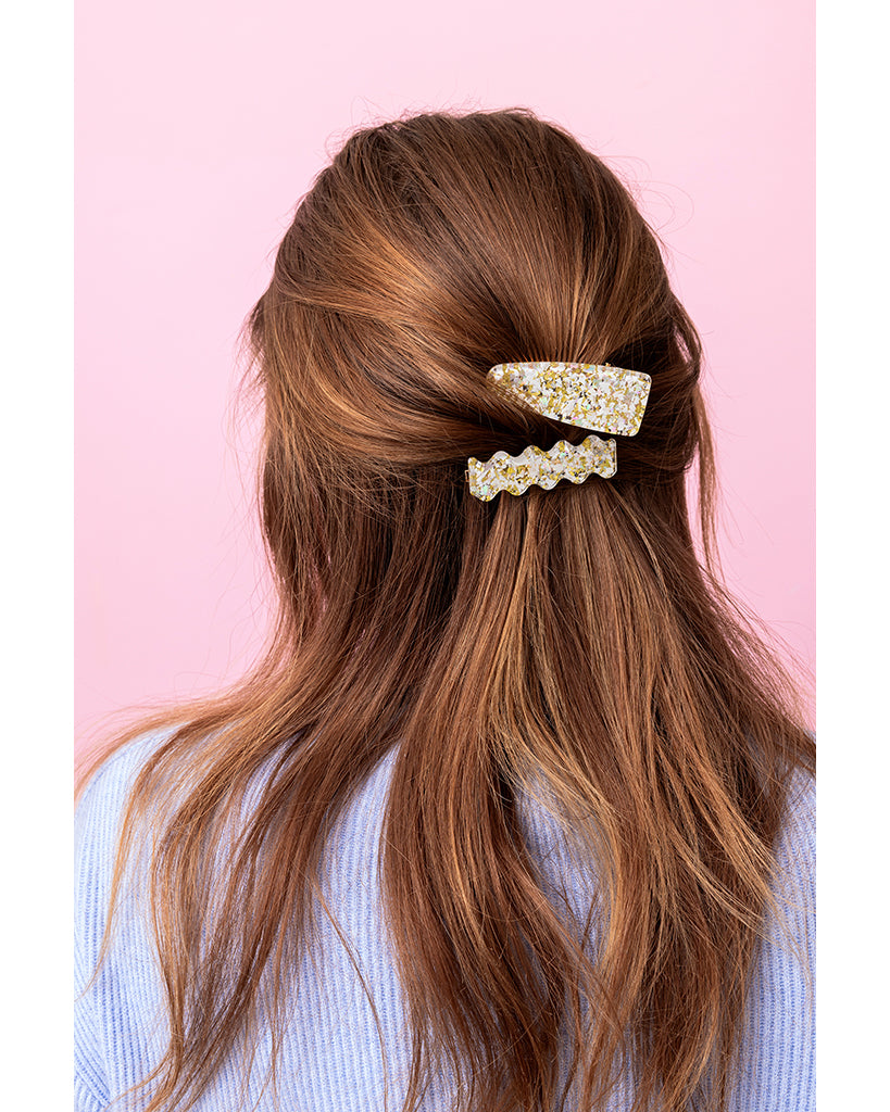 Taylor Elliott Designs Hair Clip 2pc Set Medium - Assorted Pearl Confetti