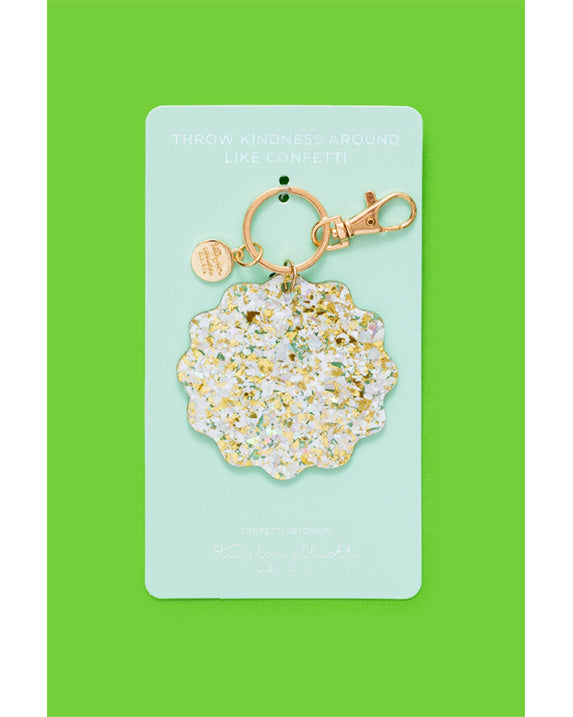 Taylor Elliott Designs Waves Keychain - Pearl + Gold Confetti