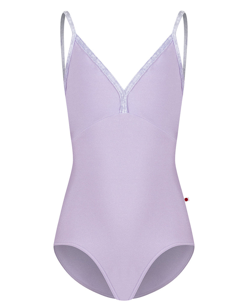 Yumiko Daria with Crushed Velvet Trim V Neck Camisole Leotard - Girls - Poem / Angelic