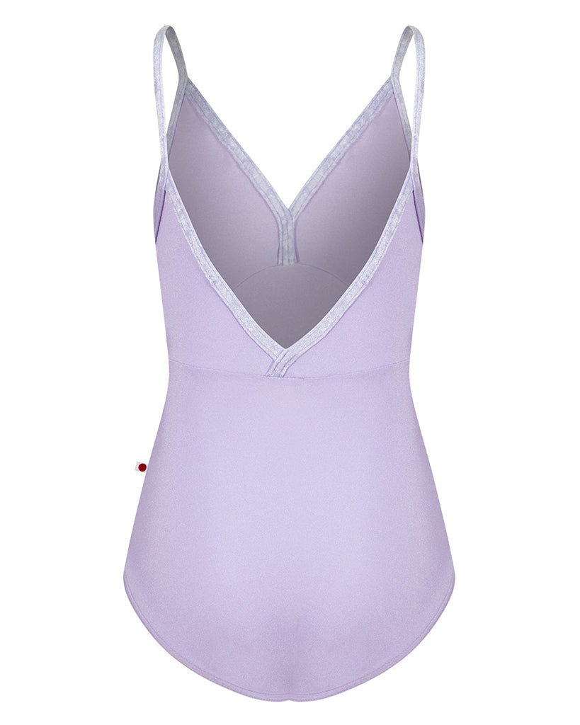 Yumiko Daria with Crushed Velvet Trim V Neck Camisole Leotard - Girls - Poem / Angelic