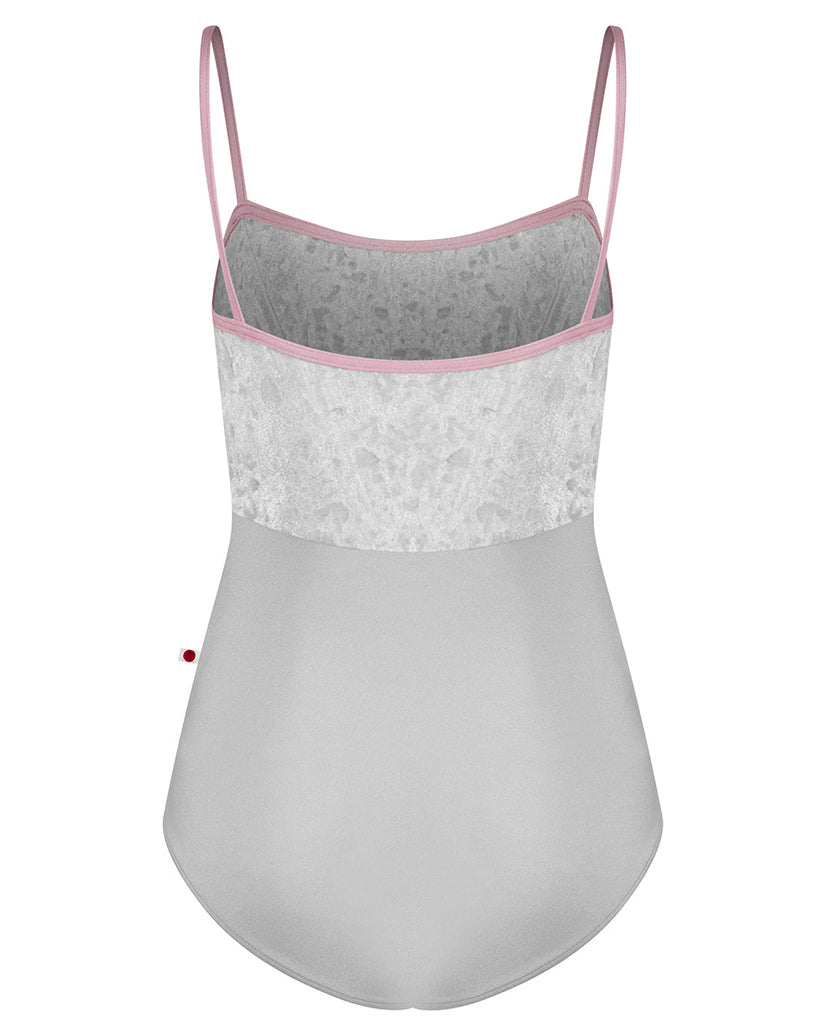 Yumiko Denise with Crushed Velvet Princess Seamed Camisole Leotard - Womens - Silver / Magic