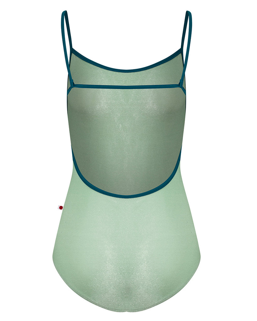 Yumiko Tamara with Velvet Horizontal Strap Low Back Camisole Leotard - Womens - Meadow / Zenith