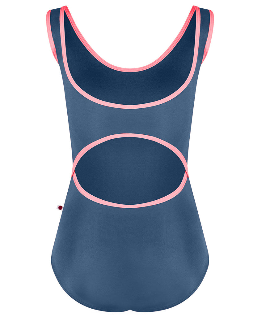 Yumiko Veronique Scoop Neck Cut Out Back Tank Leotard - Womens - Storm / May