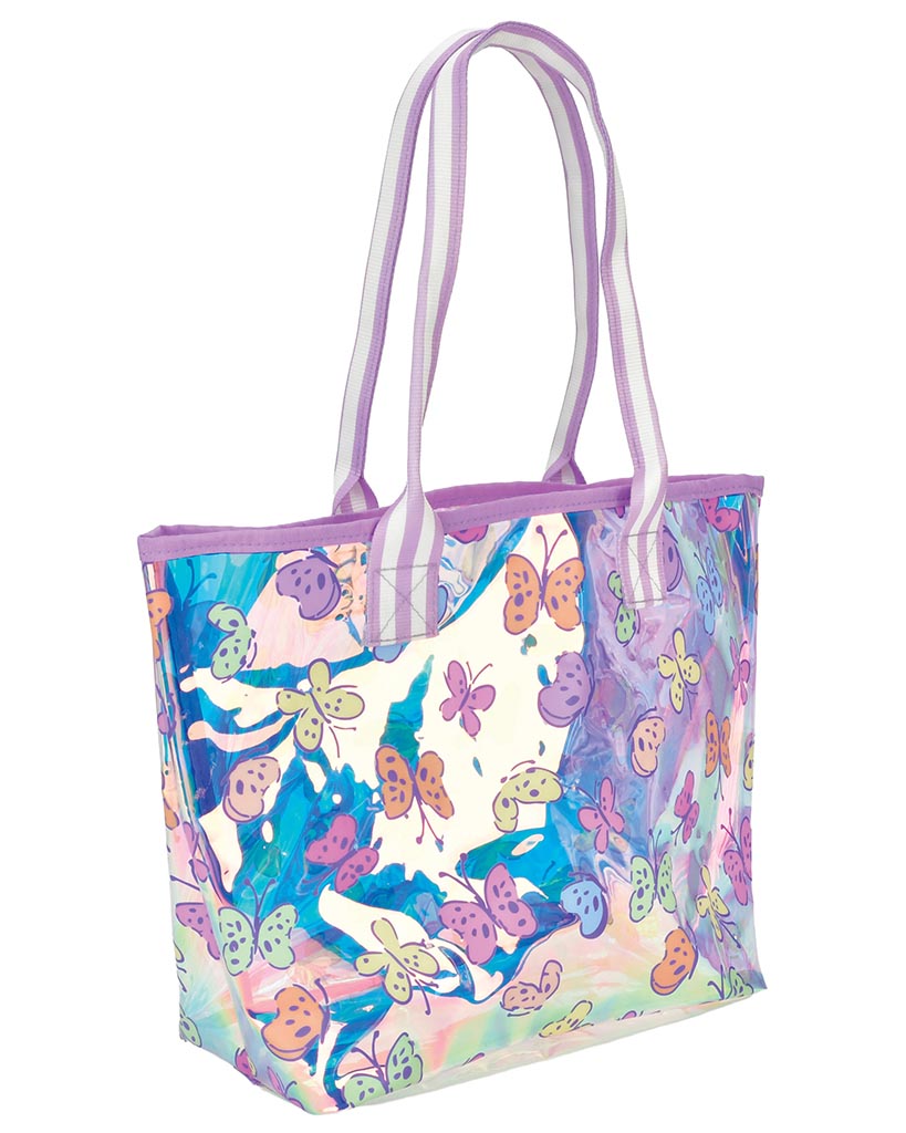 iscream Bright Butterflies Clear Tote Bag