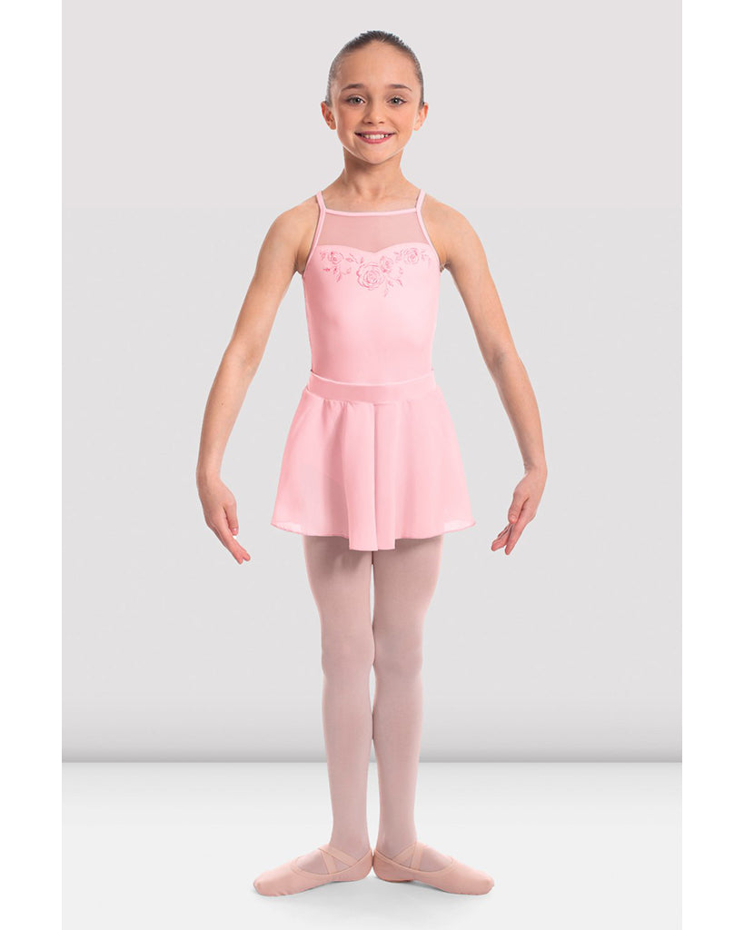 Bloch Cameo High Neck Mesh Back Rose Embroidered Camisole Skirt Ballet Dress - CL2367 Girls - Dancewear - Dresses - Dancewear Centre Canada