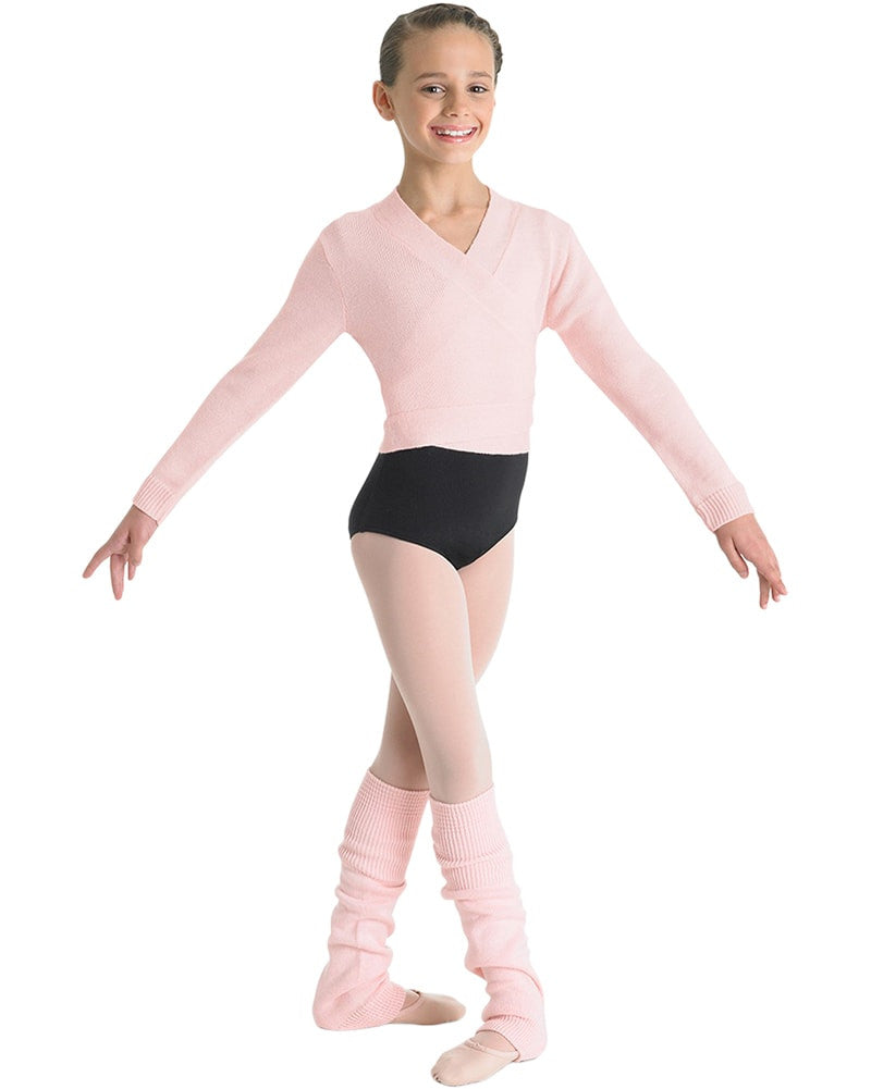 Bloch Cross Over Knit Cardigan Wrap Sweater - CZ0999 Girls Dancewear - Tops Bloch Light Pink Small Dancewear Centre Canada