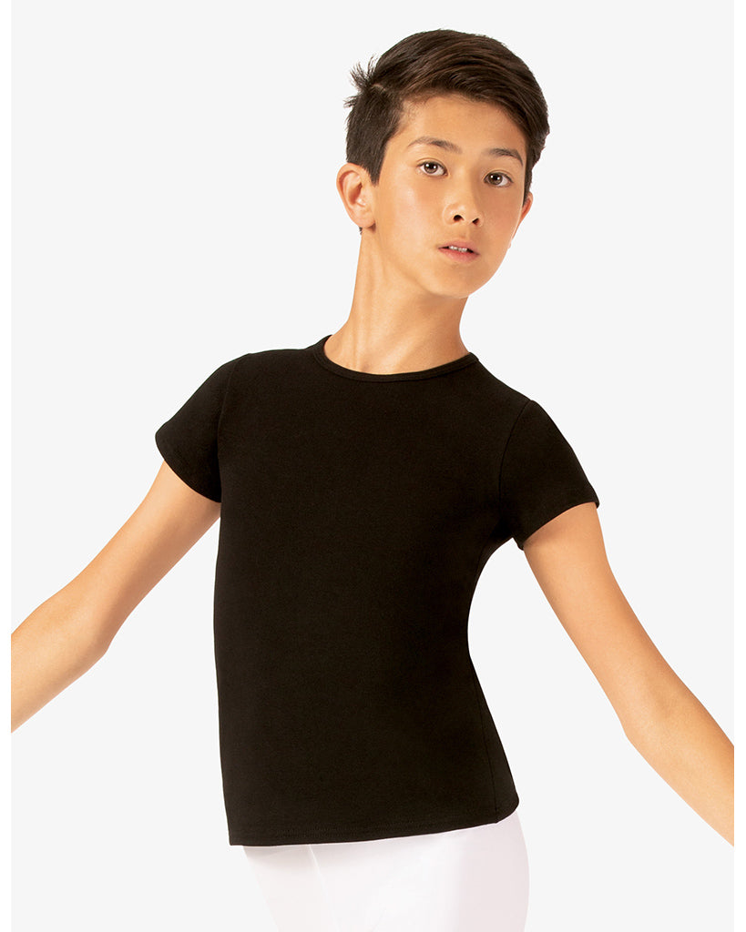 Body Wrappers Fitted Stretch Cotton T-Shirt - B190 Boys Dancewear - Men's & Boys Body Wrappers Black 3/4 Dancewear Centre Canada