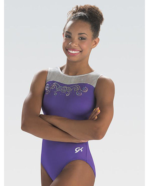 GK Elite Jewelled Gymnastic Tank Leotard - E3806 Womens - Dance All Day  Print