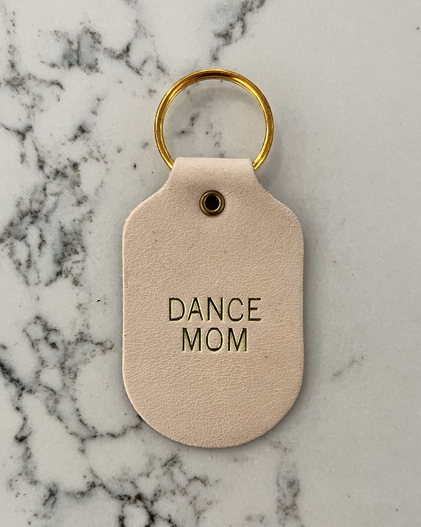 Hand &amp; Sew Dancewear Centre Recycled Leather Keychain - Dance Mom - Natural