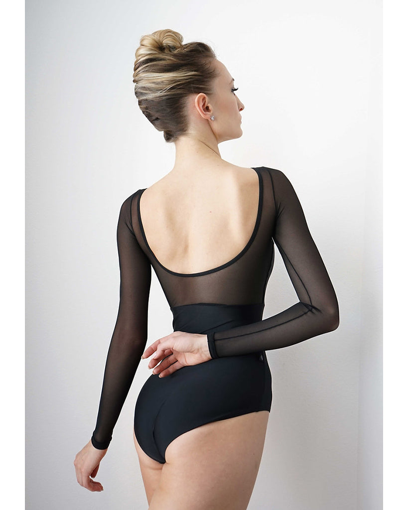 Jule Dancewear Illusion Mesh Long Sleeve Leotard - Womens - Black