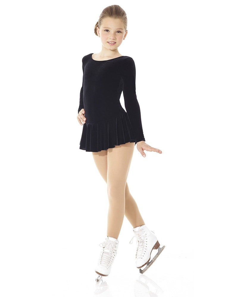 Mondor Born To Skate Velvet Skating Dress - 2850C Girls - Black - Dancewear - Skating - Dancewear Centre Canada