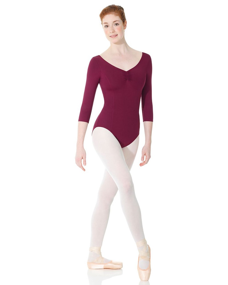 Mondor Dance Matrix 3/4 Sleeve Leotard - 3508 Womens Dancewear - Bodysuits & Leotards Mondor Renaissance Burgundy Extra Small Dancewear Centre Canada