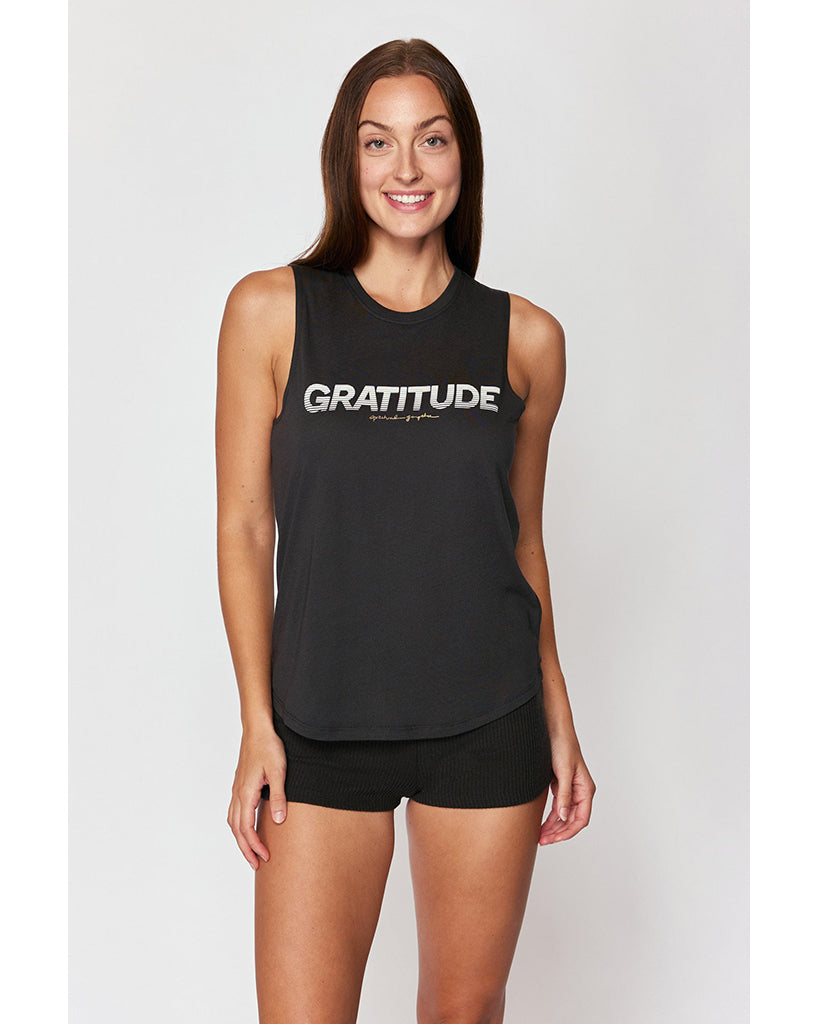 Spiritual Gangster Gratitude Muscle Tank - Womens - Vintage Black - Activewear - Tops - Dancewear Centre Canada