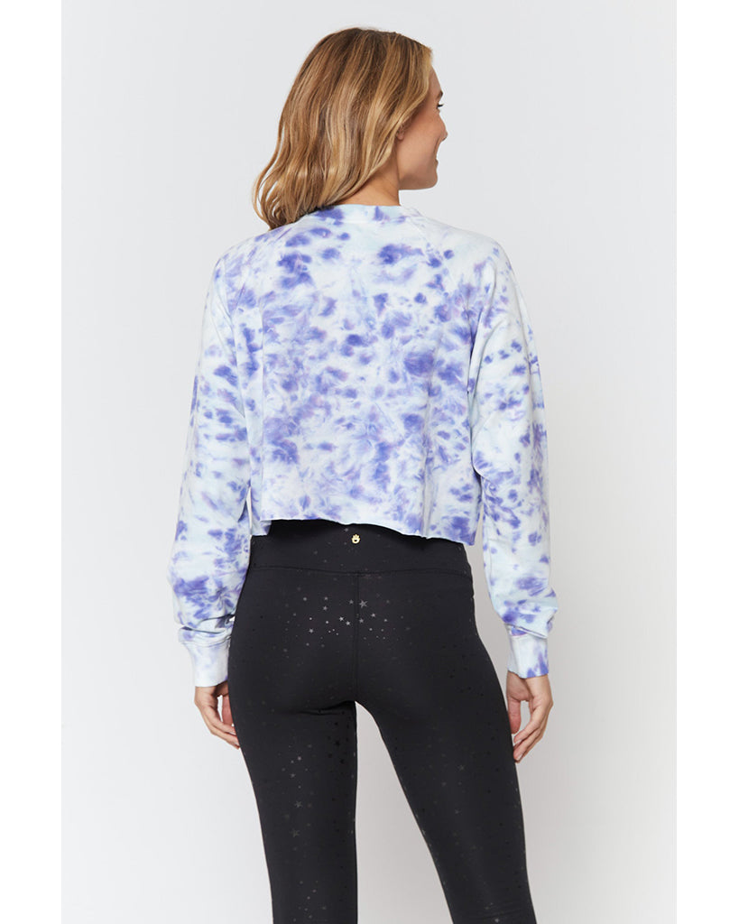 Spiritual Gangster Universe Izzy Crop Crew Sweatshirt - HO10417045 - Womens - Eclipse Cloud Tie Dye - Activewear - Tops - Dancewear Centre Canada